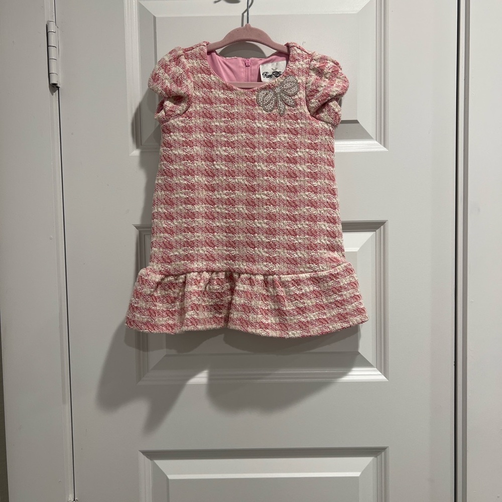 Rare Editions Pink and White Tweed Dress